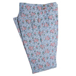 Men's Gurkha Pants Blue Pink Floral Polka Dot High Waist Flat Front Dress Trousers 36