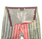 Men's Gurkha Pants Multicolor Striped Slim High Waist Flat Front Dress Trousers 36