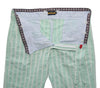 Men's Gurkha Pants Green White Striped Slim High Waist Flat Front Dress Trousers 36