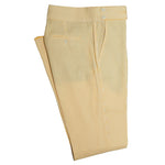 Men's Gurkha Pants Yellow White Striped Slim High Waist Flat Front Dress Trousers 36