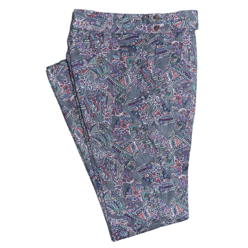 Men's Gurkha Pants Multicolor Paisley Abstract Baroque High Waist Flat Front Dress Trousers 36