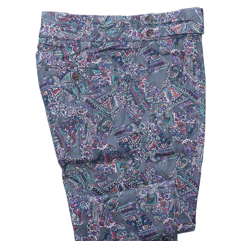 Men's Gurkha Pants Multicolor Paisley Abstract Baroque High Waist Flat Front Dress Trousers 36