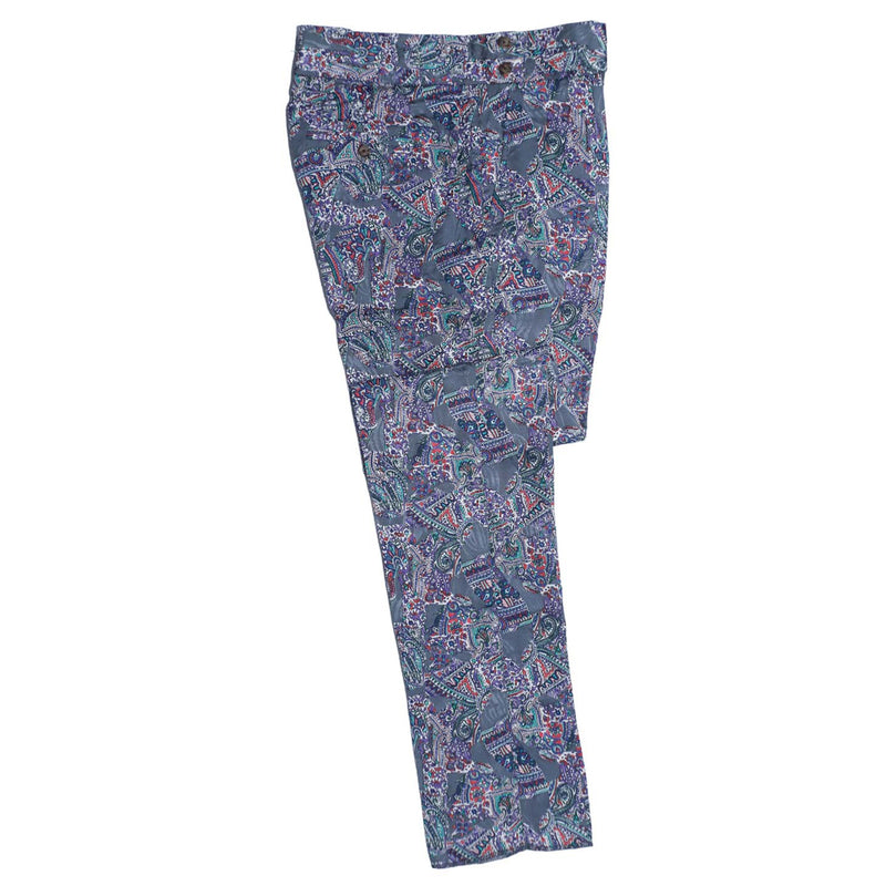 Men's Gurkha Pants Multicolor Paisley Abstract Baroque High Waist Flat Front Dress Trousers 36