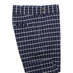 Men's Gurkha Pants Blue White Check Wool Slim High Waist Flat Front Dress Trousers 36