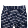 Men's Gurkha Pants Blue White Check Wool Slim High Waist Flat Front Dress Trousers 36