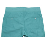 Men's Gurkha Pants Turquoise Cotton Slim High Waist Flat Front Dress Trousers 36