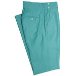 Men's Gurkha Pants Turquoise Cotton Slim High Waist Flat Front Dress Trousers 36