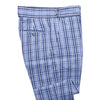 Men's Gurkha Pants Blue Plaid Cotton Slim High Waist Flat Front Dress Trousers 36