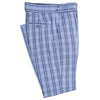 Men's Gurkha Pants Blue Plaid Cotton Slim High Waist Flat Front Dress Trousers 36