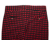 Men's Gurkha Pants Red Black Check Plaid Slim High Waist Flat Front Dress Trousers 38