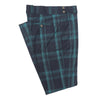 Men's Gurkha Pants Blue Green Plaid Wool Slim High Waist Flat Front Dress Trousers 38