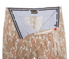 Men's Gurkha Pants Beige Paisley Baroque Slim High Waist Flat Front Dress Trousers 38