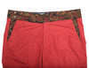 Men's Gurkha Pants Red Black Floral Slim High Waist Flat Front Dress Trousers 38