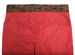 Men's Gurkha Pants Red Black Floral Slim High Waist Flat Front Dress Trousers 38