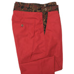 Men's Gurkha Pants Red Black Floral Slim High Waist Flat Front Dress Trousers 38