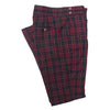 Men's Gurkha Pants Blue Red Plaid Check Wool Slim High Waist Flat Front Dress Trousers 38