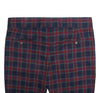 Men's Gurkha Pants Blue Red Gray Plaid Check Wool Slim High Waist Flat Front Dress Trousers 38