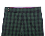 Men's Gurkha Pants Green Black Plaid Wool Slim High Waist Flat Front Dress Trousers 38