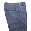 Men's Gurkha Pants Blue Red Striped Cotton Slim High Waist Flat Front Dress Trousers 36