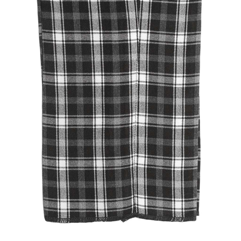 Men's Gurkha Pants Black White Plaid Wool Slim High Waist Flat Front Dress Trousers 36