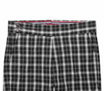 Men's Gurkha Pants Black White Plaid Wool Slim High Waist Flat Front Dress Trousers 36