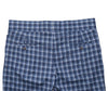 Men's Gurkha Pants Blue Plaid Check Cotton Slim High Waist Flat Front Dress Trousers 36