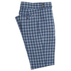 Men's Gurkha Pants Blue Plaid Check Cotton Slim High Waist Flat Front Dress Trousers 36