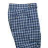 Men's Gurkha Pants Blue Plaid Check Cotton Slim High Waist Flat Front Dress Trousers 36