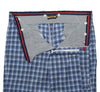 Men's Gurkha Pants Blue Plaid Check Cotton Slim High Waist Flat Front Dress Trousers 36