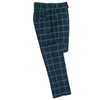 Men's Gurkha Pants Blue Green Check Abstract Wool Slim High Waist Flat Front Dress Trousers 36