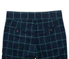 Men's Gurkha Pants Blue Green Check Abstract Wool Slim High Waist Flat Front Dress Trousers 36