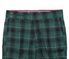 Men's Gurkha Pants Green Black White Plaid Check Slim High Waist Flat Front Dress Trousers 36