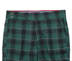 Men's Gurkha Pants Green Black White Plaid Check Slim High Waist Flat Front Dress Trousers 36