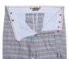 Men's Gurkha Pants Blue Orange Plaid Stretch Slim High Waist Flat Front Dress Trousers