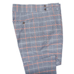 Men's Gurkha Pants Blue Orange Plaid Stretch Slim High Waist Flat Front Dress Trousers