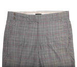 Men's Gurkha Pants Gray Red Plaid Check Slim High Waist Flat Front Dress Trousers 38
