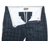 Men's Gurkha Pants Blue Green Plaid Check Slim High Waist Flat Front Dress Trousers 38