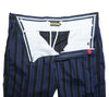 Men's Gurkha Pants Purple Blue Striped Slim High Waist Flat Front Dress Trousers 38