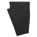 Men's Gurkha Pants Black Wool Slim High Waist Flat Front Dress Trousers 38
