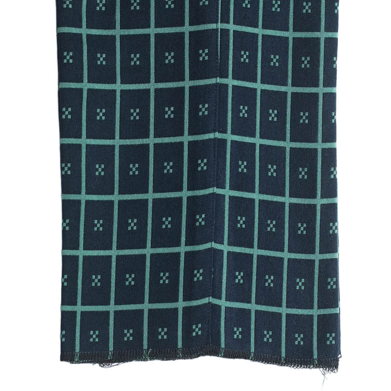 Men's Gurkha Pants Blue Green Check Geometric Wool Slim High Waist Flat Front Dress Trousers 36