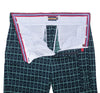 Men's Gurkha Pants Blue Green Check Geometric Wool Slim High Waist Flat Front Dress Trousers 36