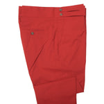 Men's Gurkha Pants Red Cotton Slim High Waist Flat Front Dress Trousers 38
