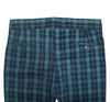 Men's Gurkha Pants Blue Green Check Wool Slim High Waist Flat Front Dress Trousers 38