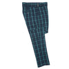 Men's Gurkha Pants Blue Green Check Wool Slim High Waist Flat Front Dress Trousers 38