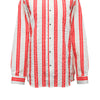 Mens Shirt Button Up Red White Striped Seersucker Long Sleeve Collared Dress Casual Summer Tropical Hawaiian Beach Handmade Designer XL