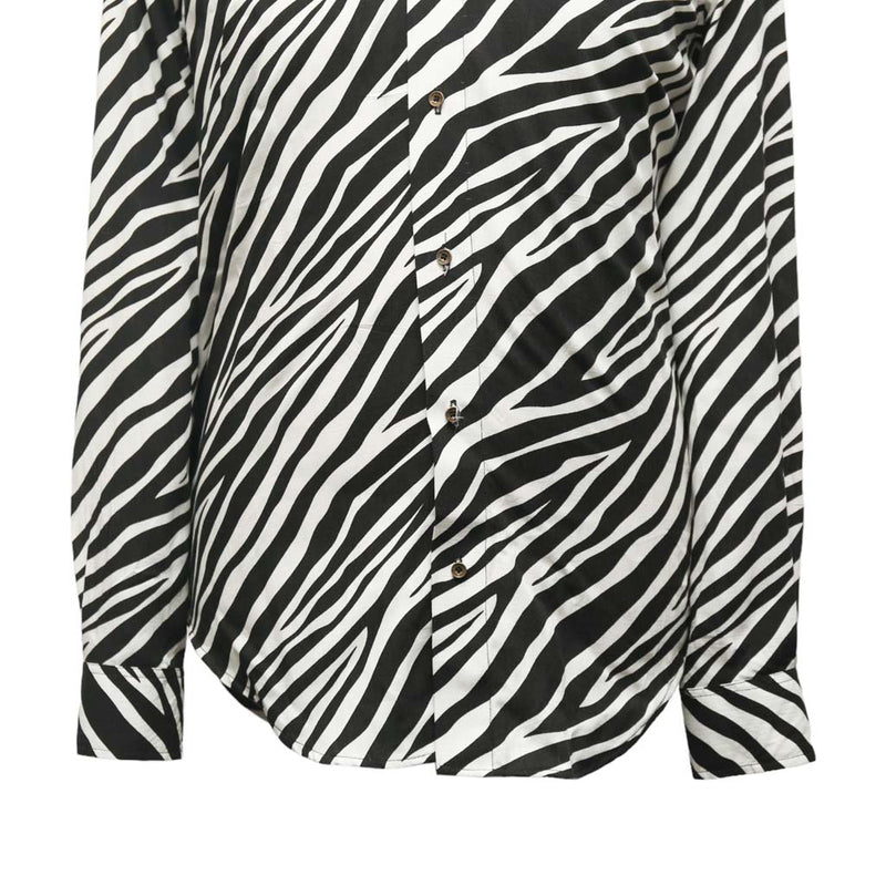 Mens Shirt Button Up Black White Animal Print Long Sleeve Collared Dress Casual Summer Retro Abstract Beach Handmade Designer Medium
