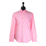 Mens Silky Shirt Button Up Pink Floral Long Sleeve Collared Dress Casual Summer Tropical Hawaiian Beach Handmade Designer Large