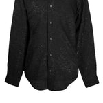 Mens Silk Shirt Button Up Black Embroidered Long Sleeve Collared Dress Casual Summer Tropical Hawaiian Beach Handmade Medium