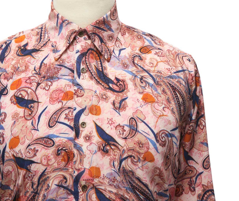 Mens Shirt Button Up Multicolor Paisley Abstract Casual Hawaiian Beach Medium