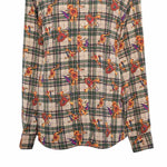 Mens Silk Shirt Button Up Multicolor Baroque Geometric Abstract Designer XL